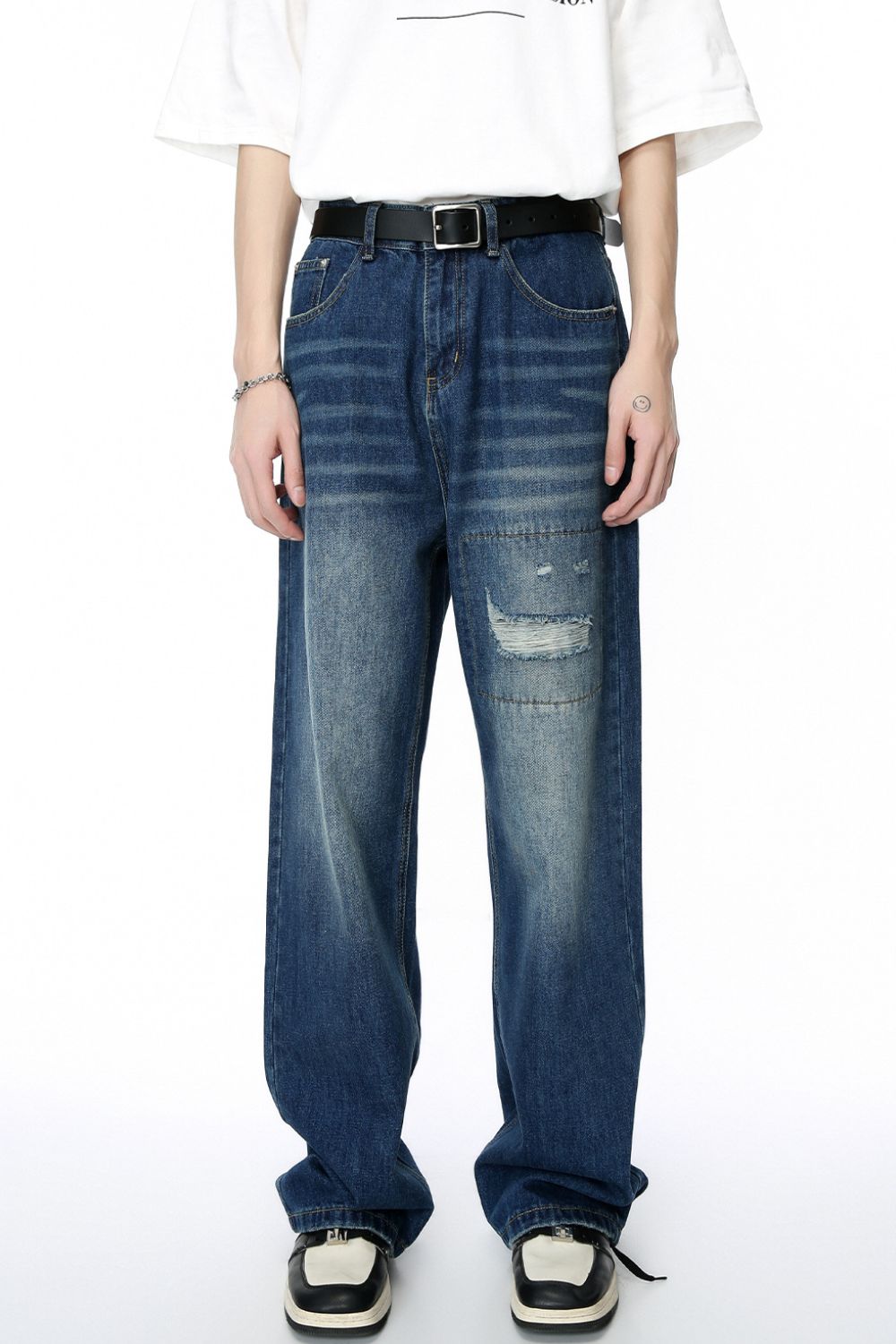 Buy Men's Distressed Applique Straight Jeans by Faz