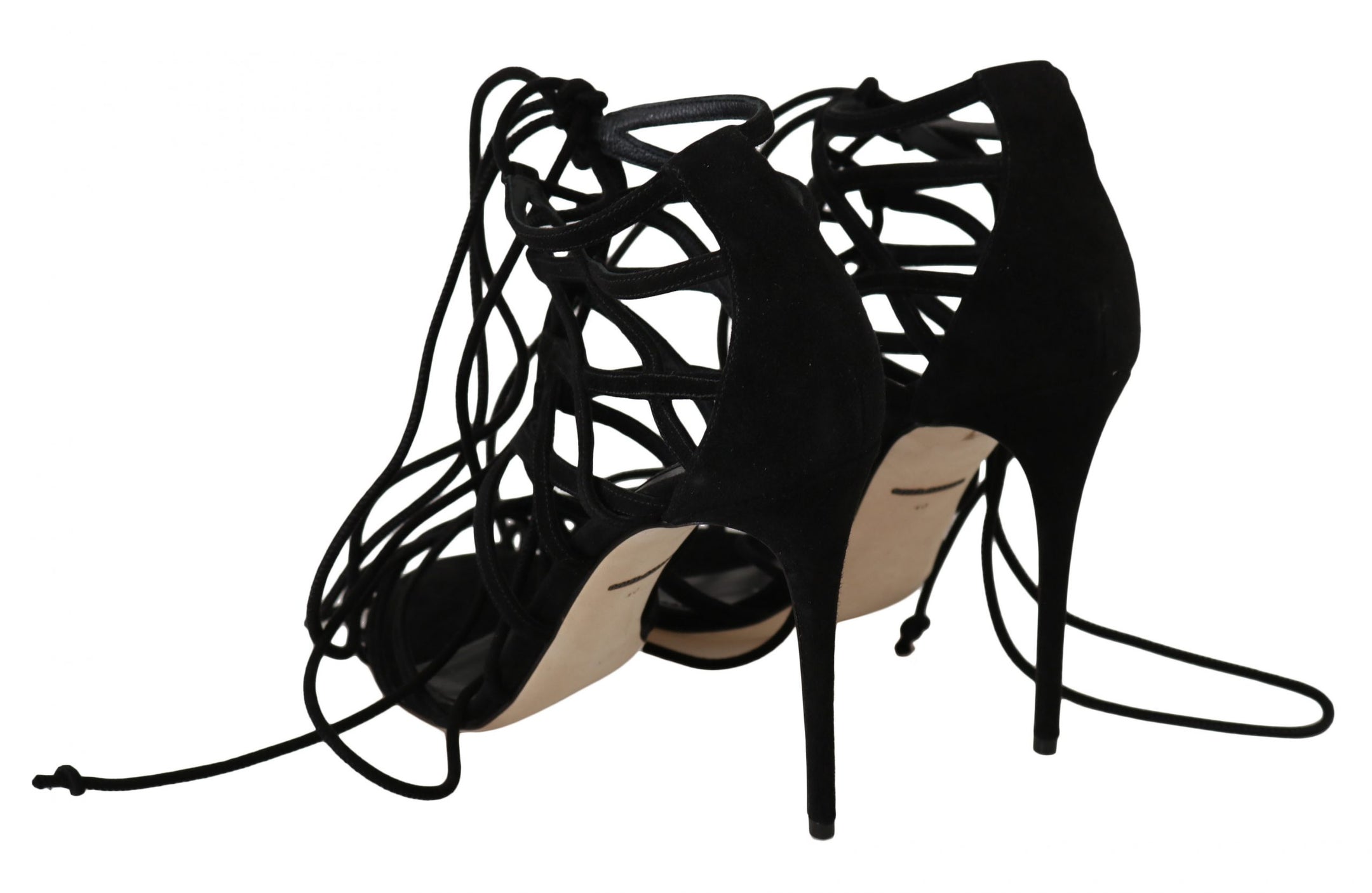 Buy Elegant Black Suede Gladiator Stilettos by Dolce & Gabbana