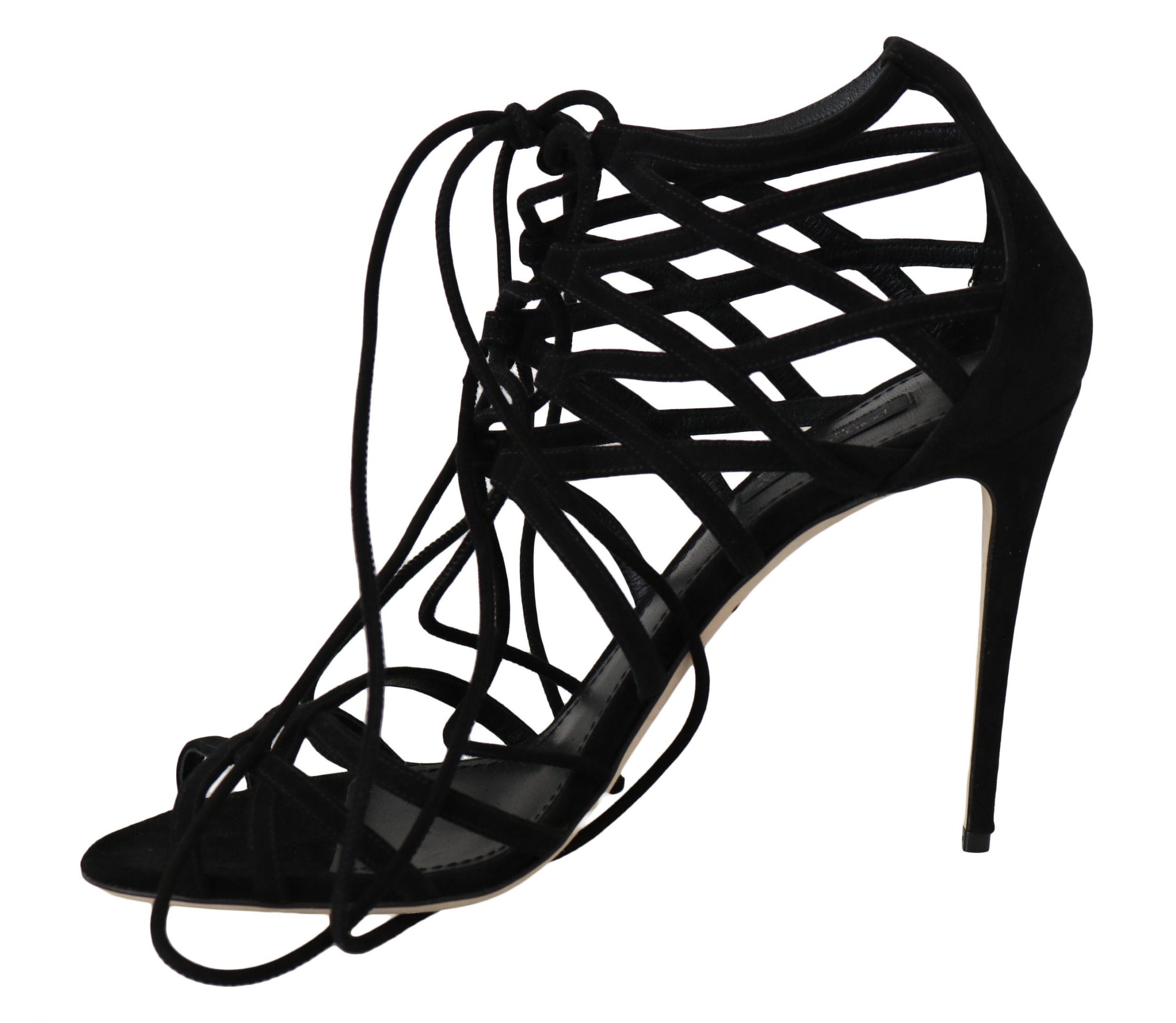 Buy Elegant Black Suede Gladiator Stilettos by Dolce & Gabbana