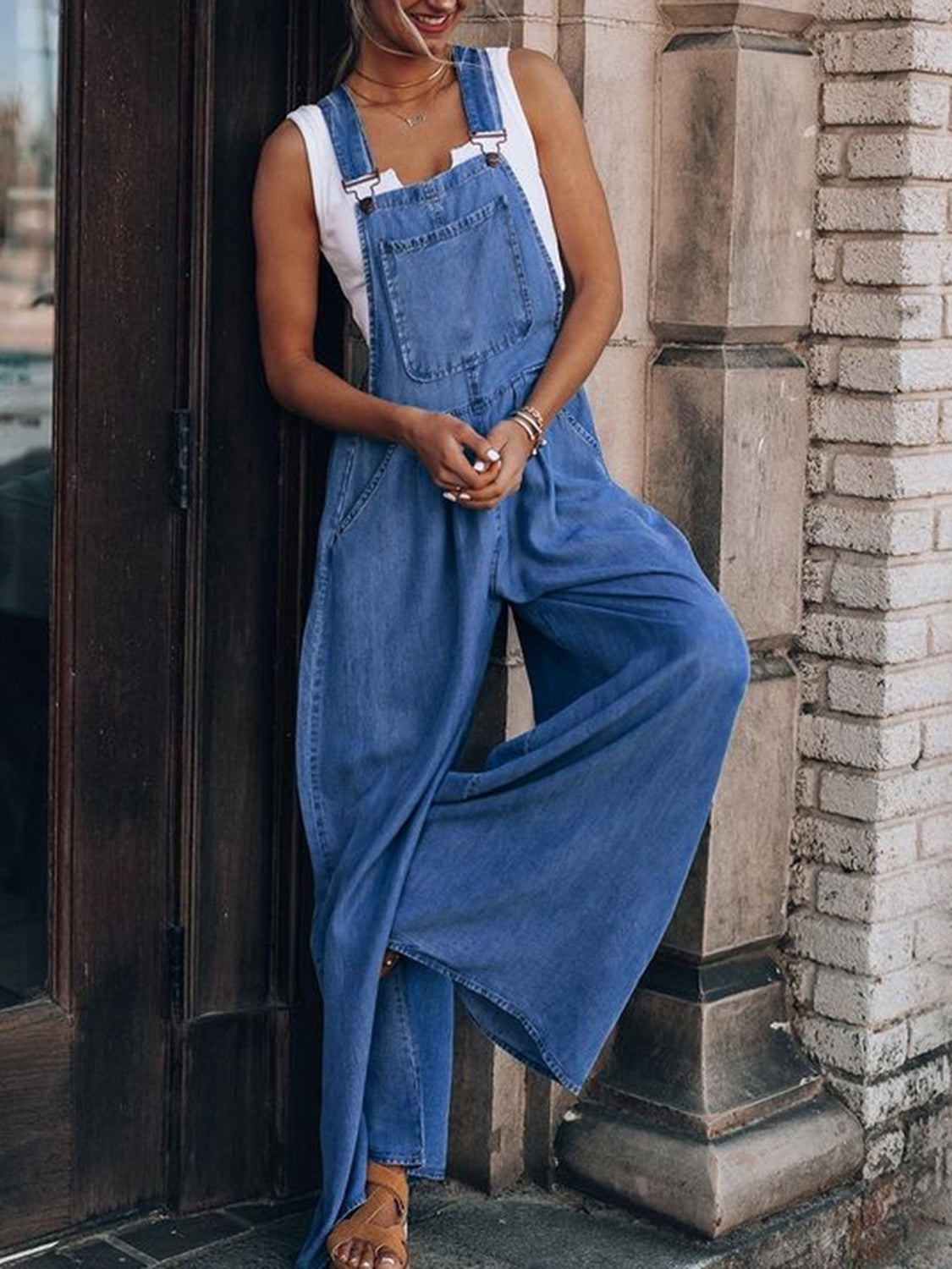 Buy Wide Leg Denim Overalls by Faz