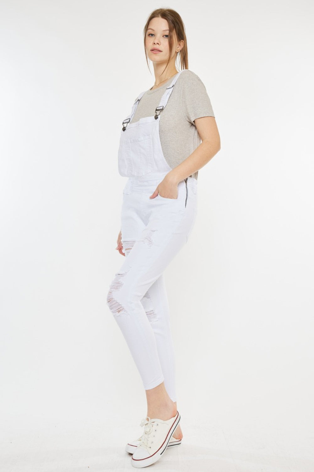 Buy Distressed Skinny Denim Overalls by Faz