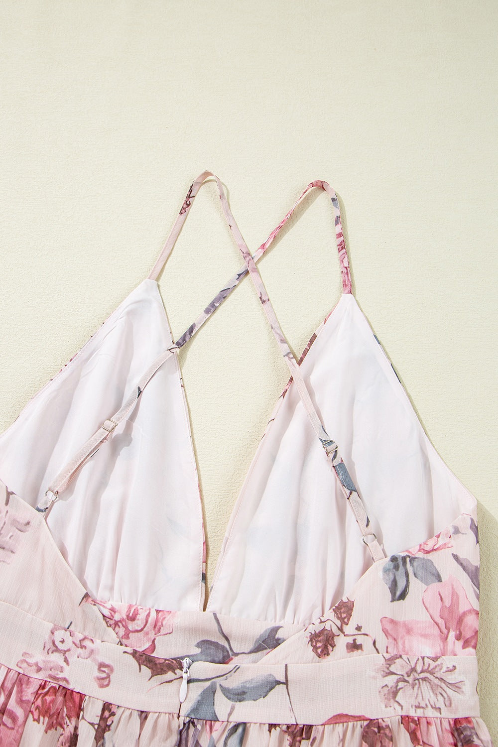 Buy Floral Pleated Deep V Backless Maxi Dress by Faz