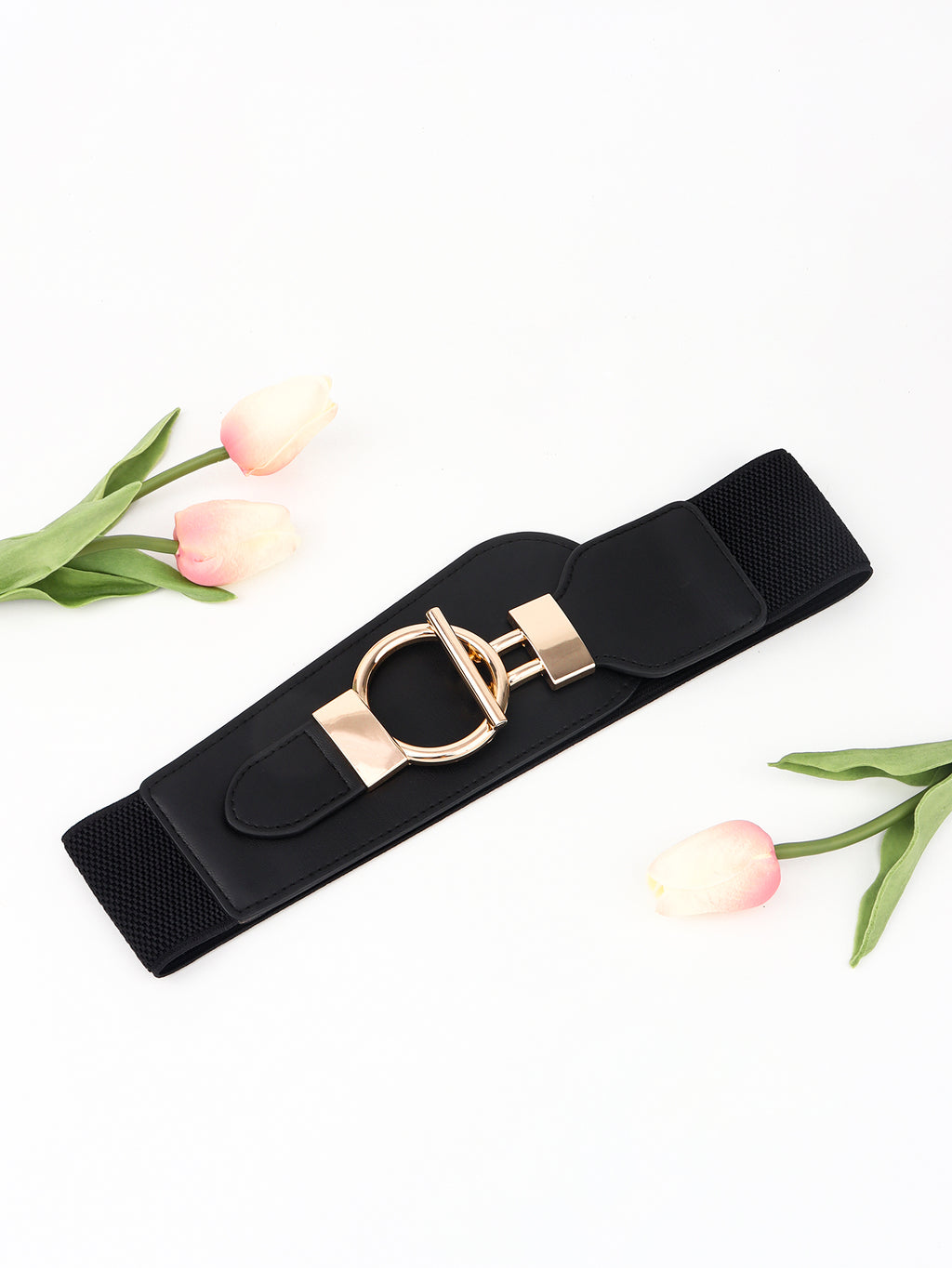 Buy PU Elastic Wide Belt with Alloy Buckle by Faz