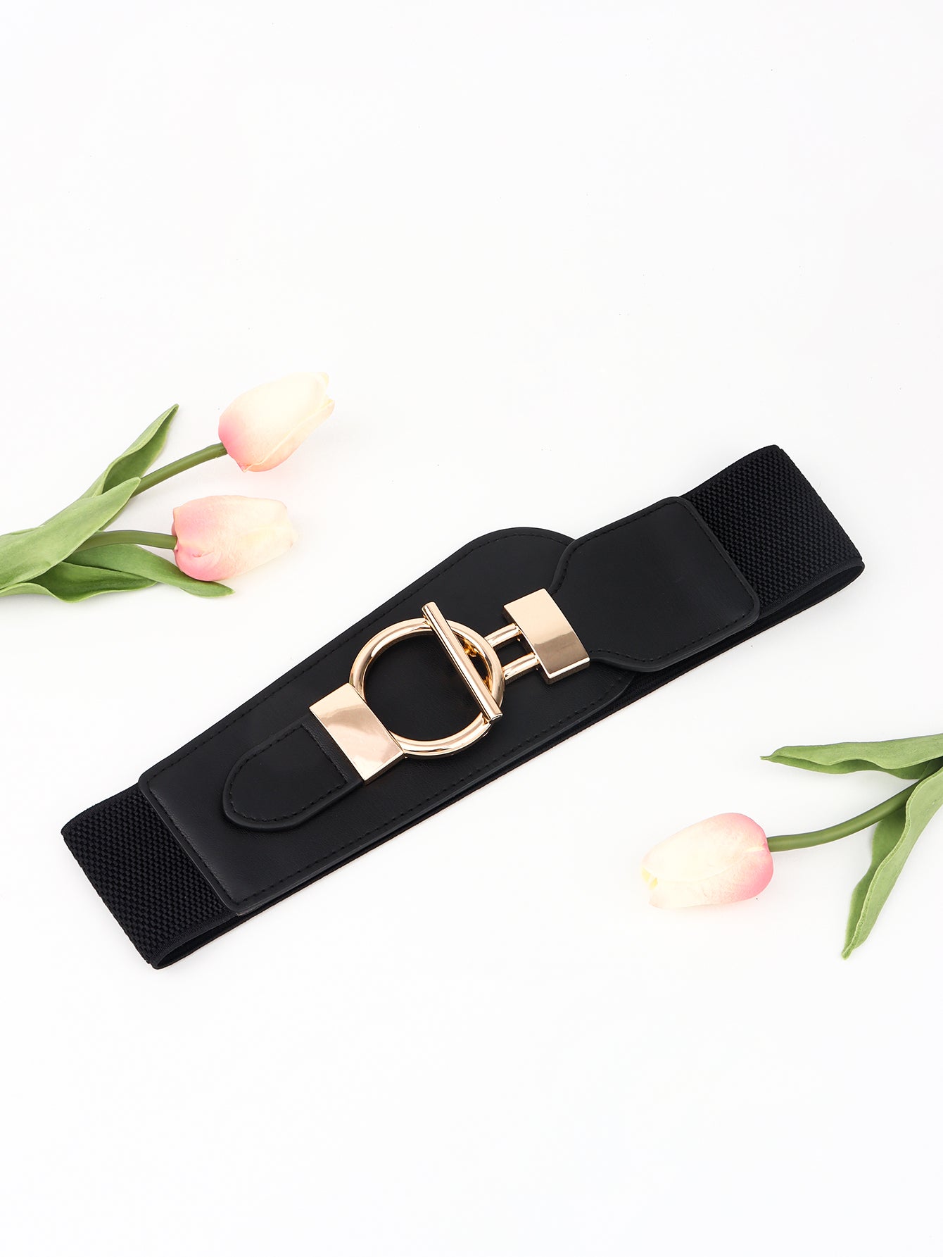 Buy PU Elastic Wide Belt with Alloy Buckle by Faz