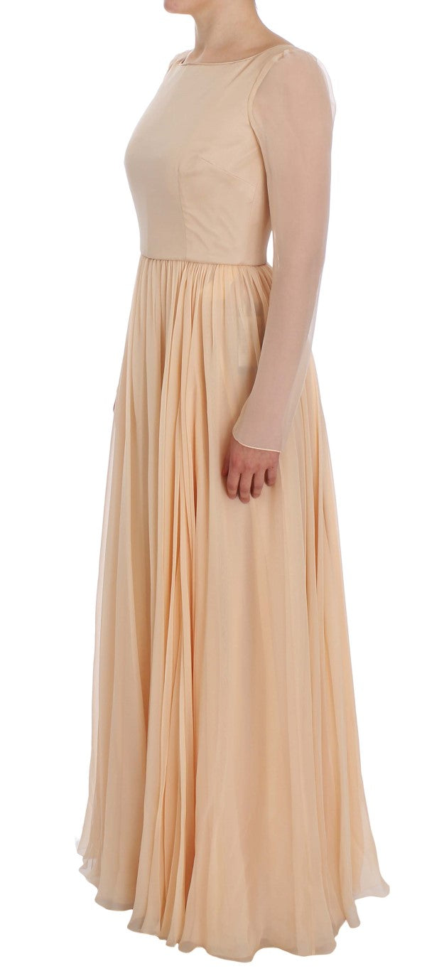 Buy Elegant Beige Silk Full Length Sheath Dress by Dolce & Gabbana