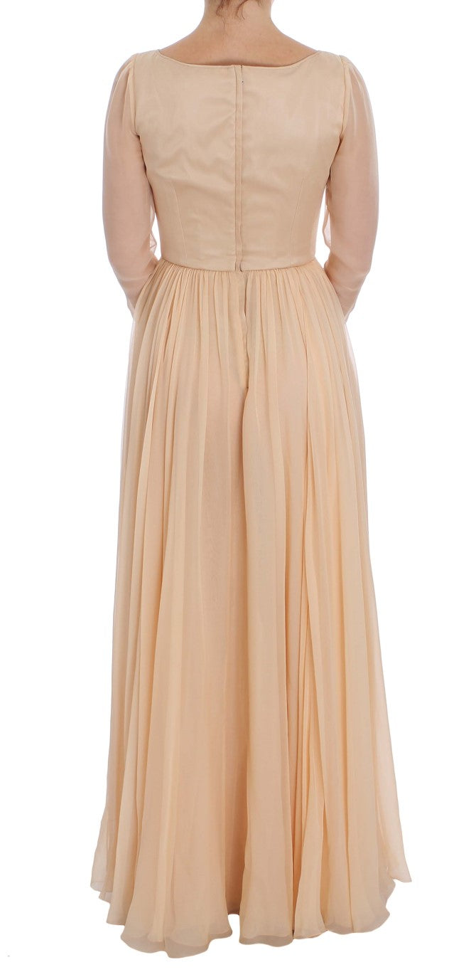 Buy Elegant Beige Silk Full Length Sheath Dress by Dolce & Gabbana