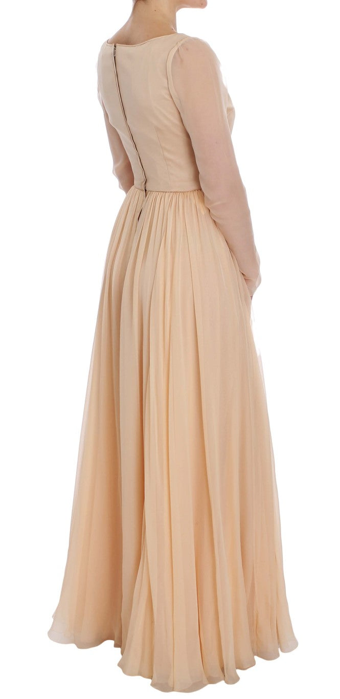 Buy Elegant Beige Silk Full Length Sheath Dress by Dolce & Gabbana