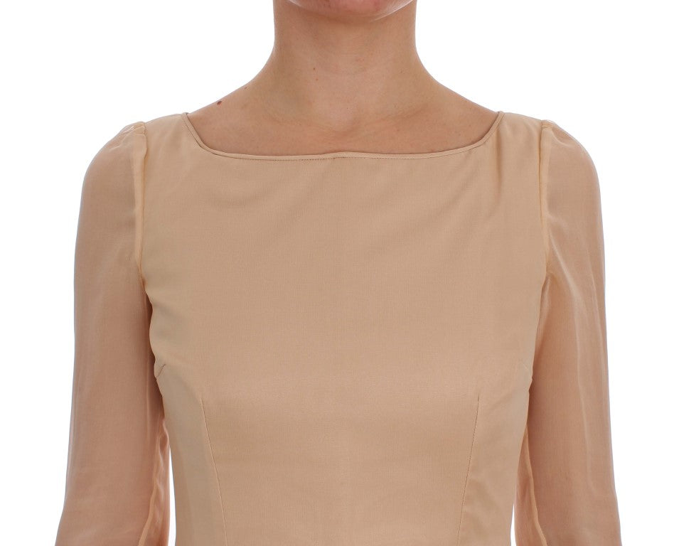 Buy Elegant Beige Silk Full Length Sheath Dress by Dolce & Gabbana