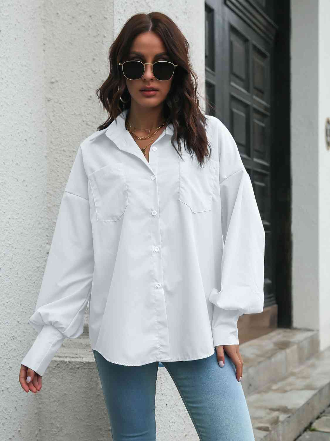 Buy Collared Neck Dropped Shoulder Buttoned Shirt by B&S