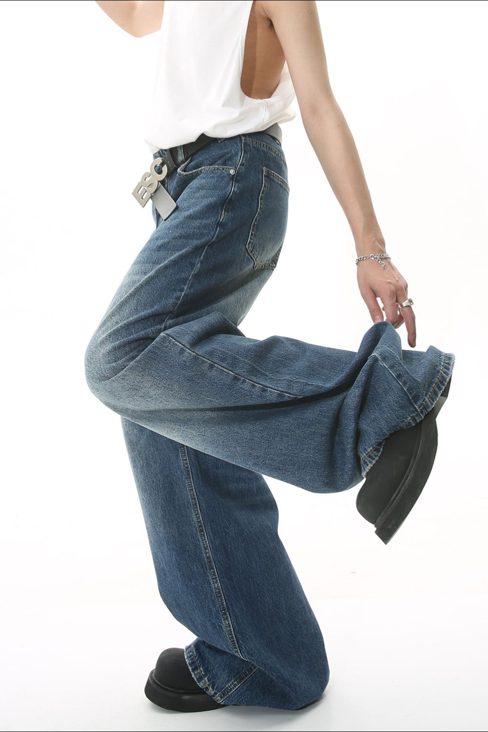 Buy Wide Leg Jeans with Pockets by Faz