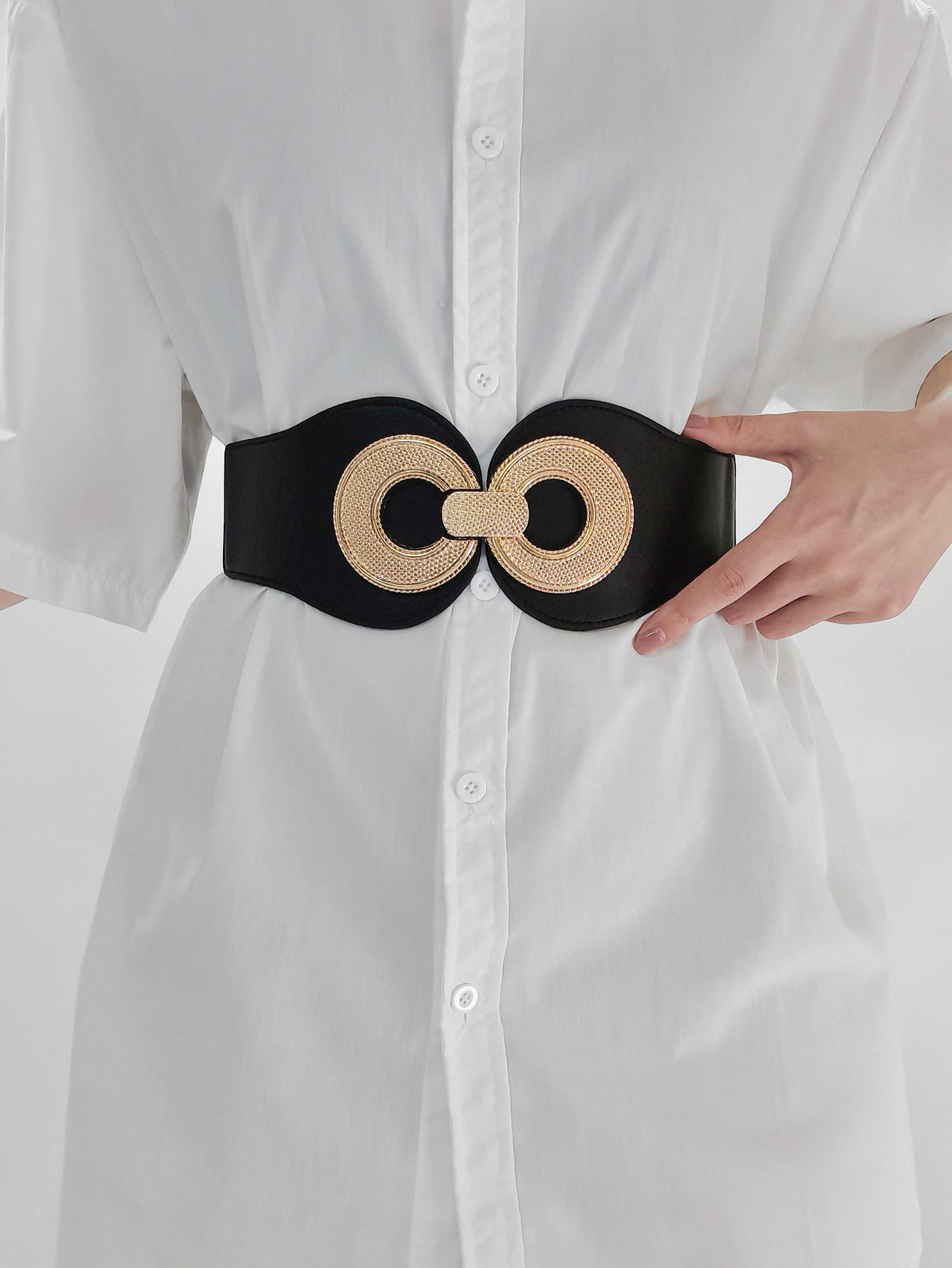 Buy Alloy Buckle Elastic PU Belt by Faz