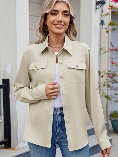 Buy Solid Color Collared Neck Long Sleeve Shirt by Manny