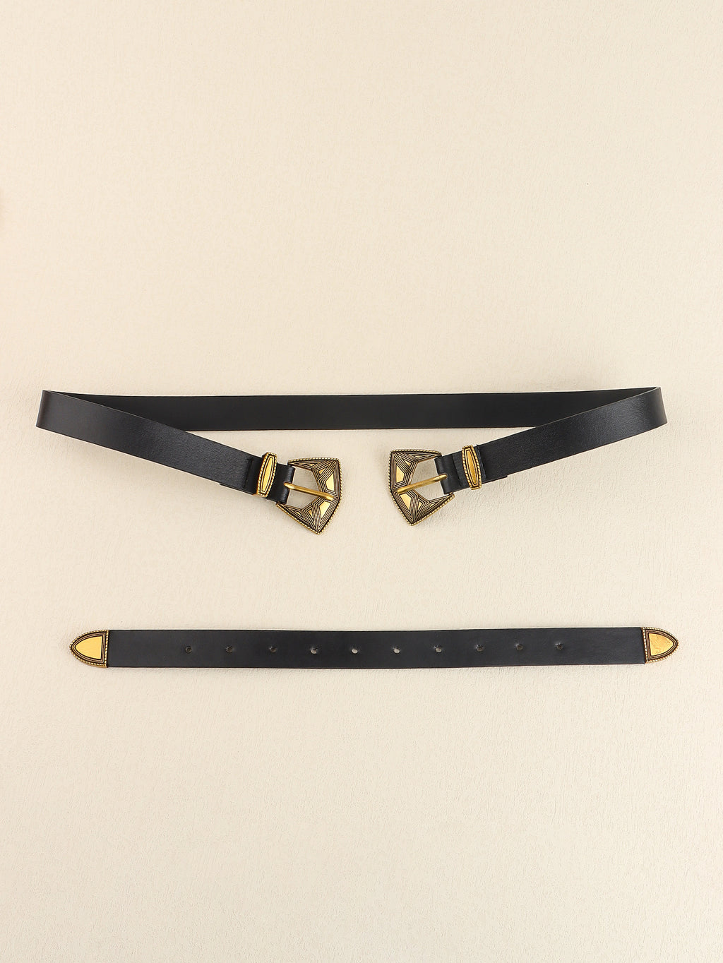 Buy Double Buckle PU Leather Belt by Faz