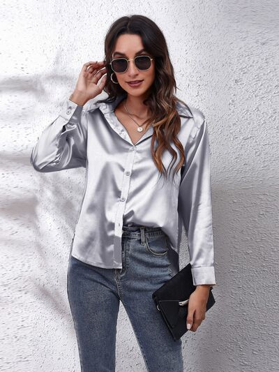 Buy Button Up Collared Neck Long Sleeve Shirt by B&S