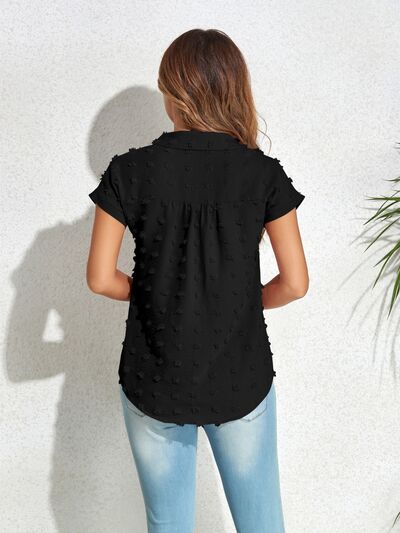 Buy Swiss Dot Button Up Cap Sleeve Shirt by J@T@M