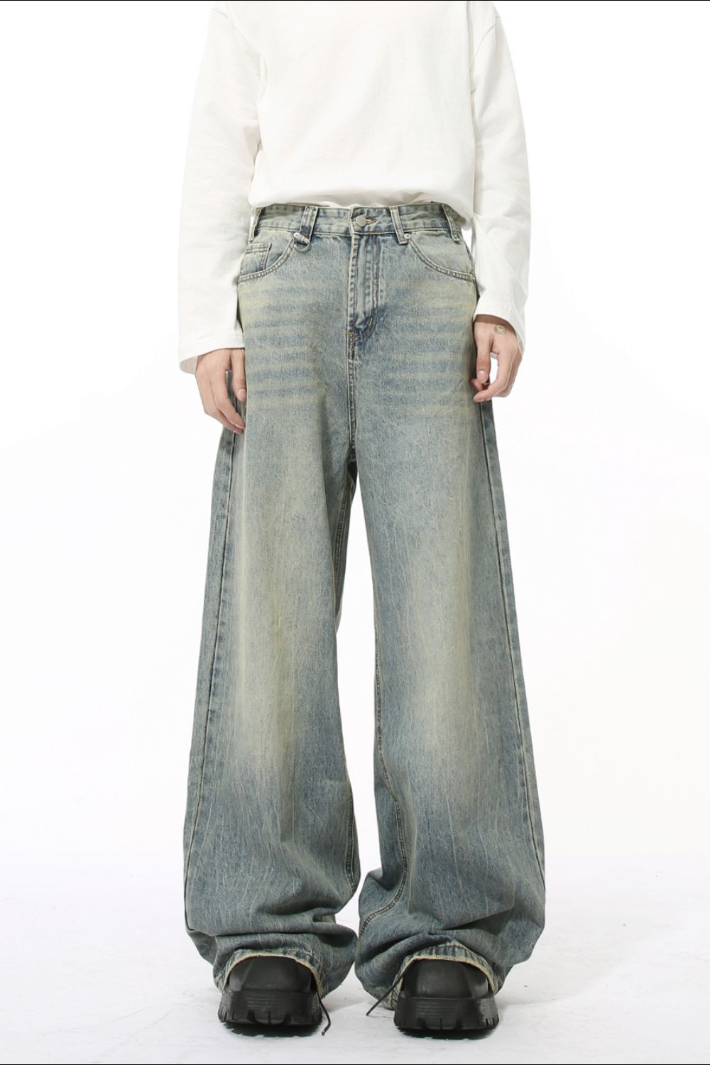 Buy Wide Leg Jeans with Pockets by Faz