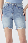 Buy High Rise Distressed Denim Shorts by Faz