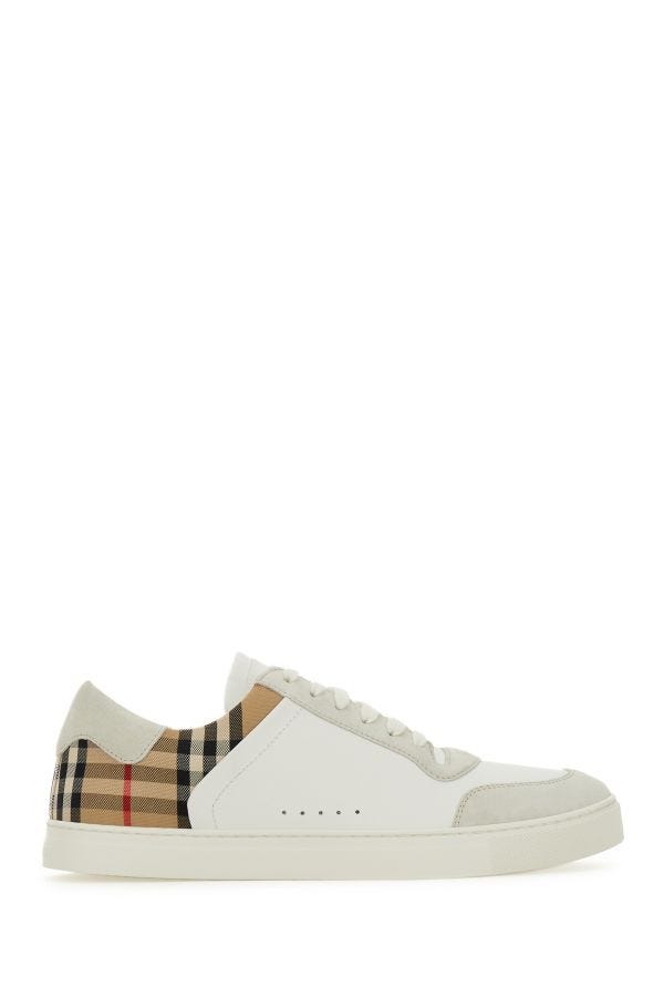 White Multicolor Calf Leather Sneakers
