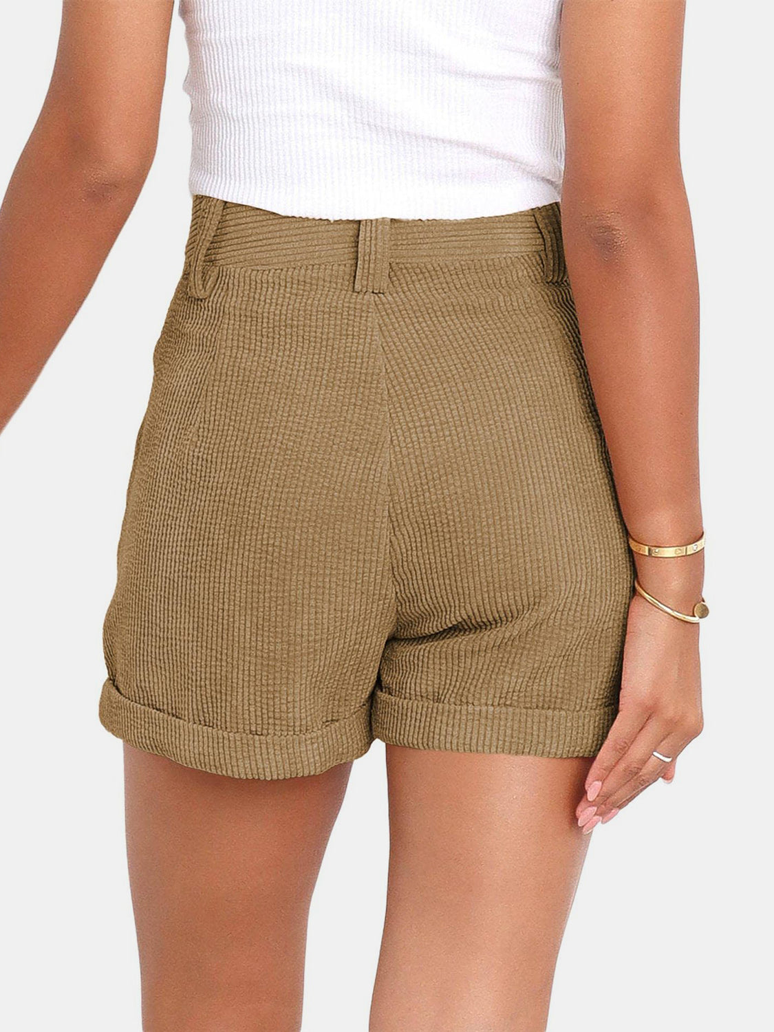 Buy Full Size High Waist Shorts with Pockets by Faz