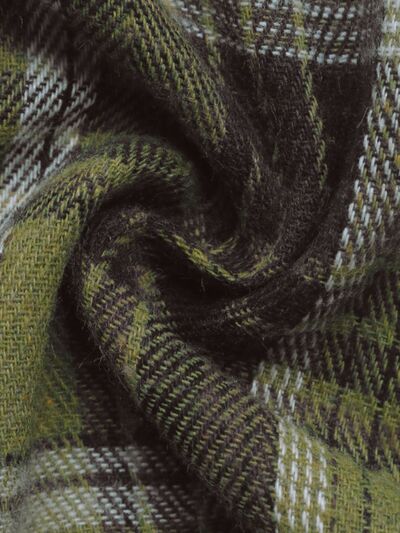 Buy Drawstring Plaid Long Sleeve Hooded Shirt by Perfee