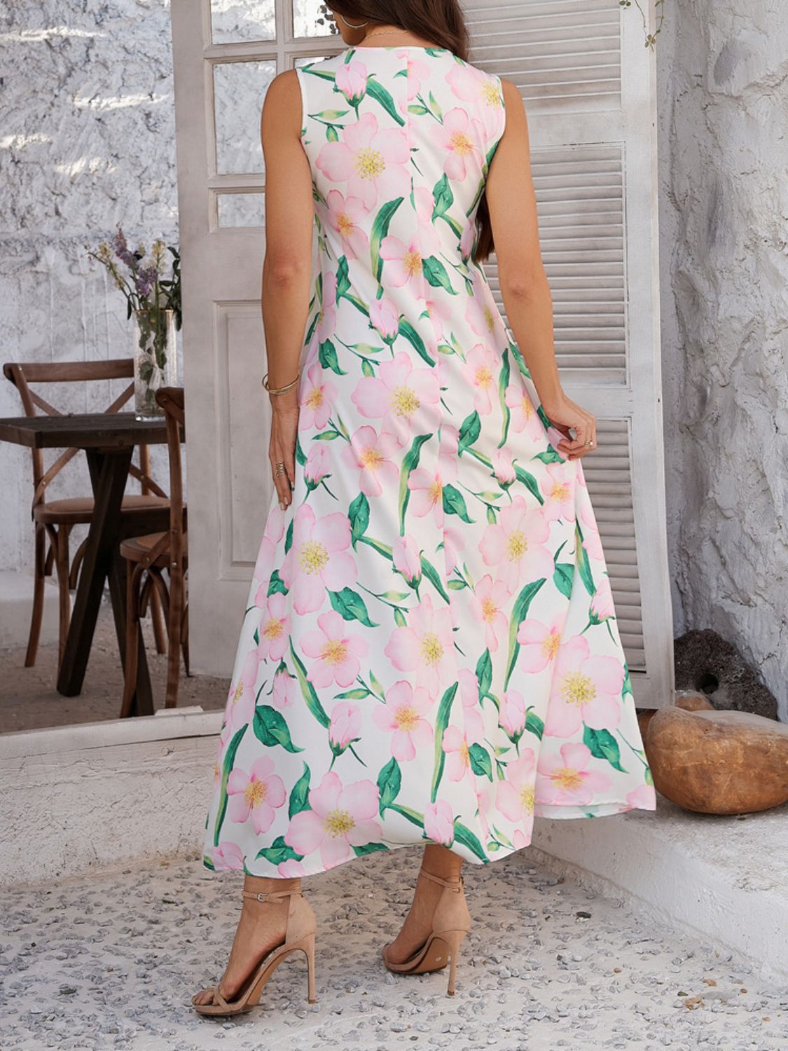 Buy Printed Sleeveless Maxi Dress by Faz