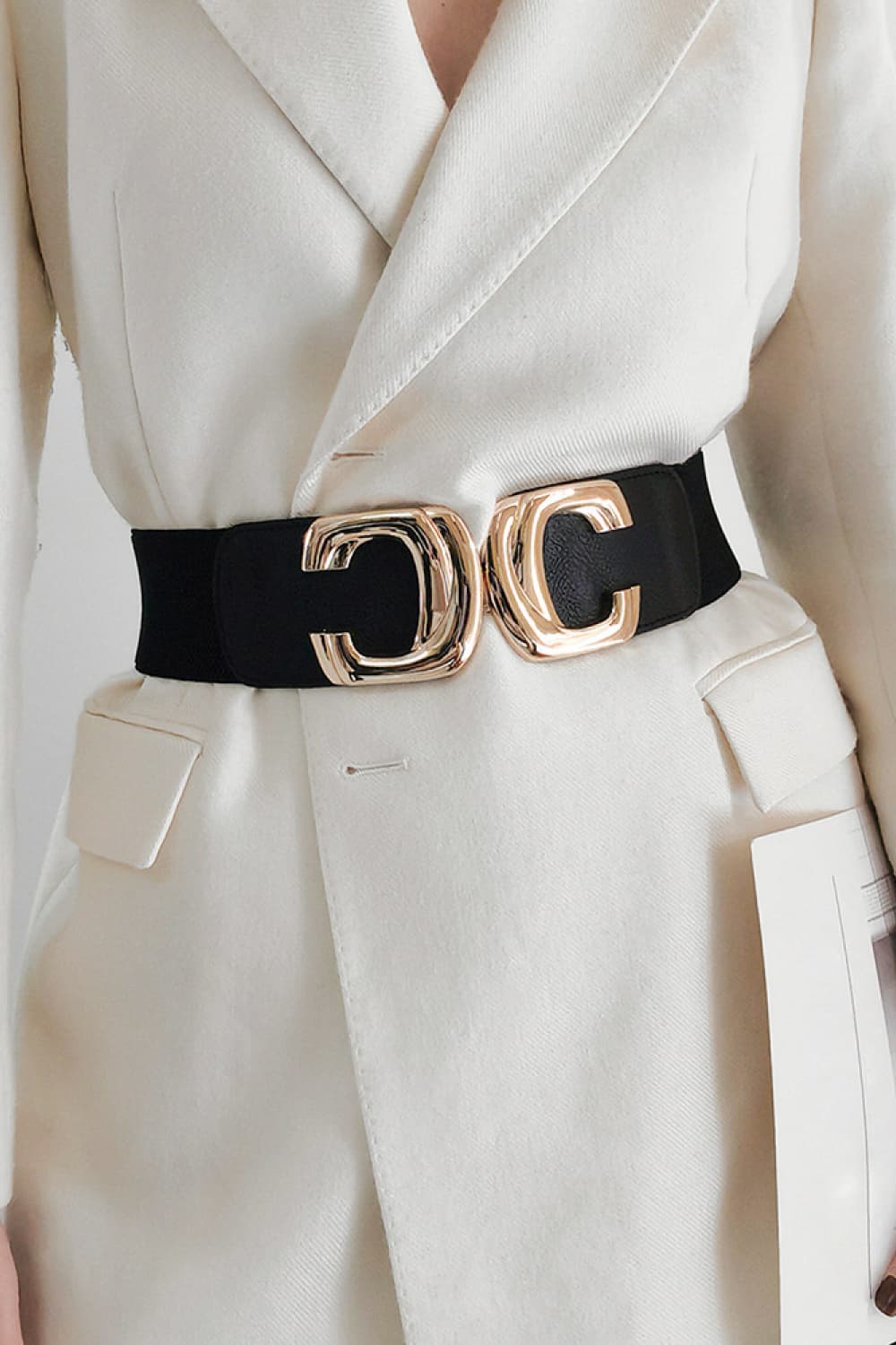 Buy Zinc Alloy Buckle Elastic Wide Belt by Faz