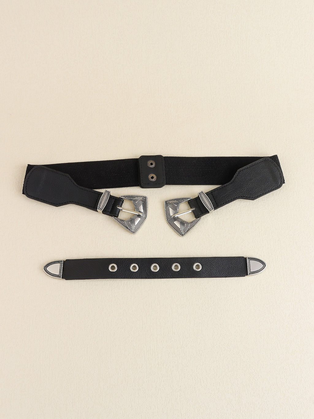 Buy Double Buckle PU Leather Belt by Faz