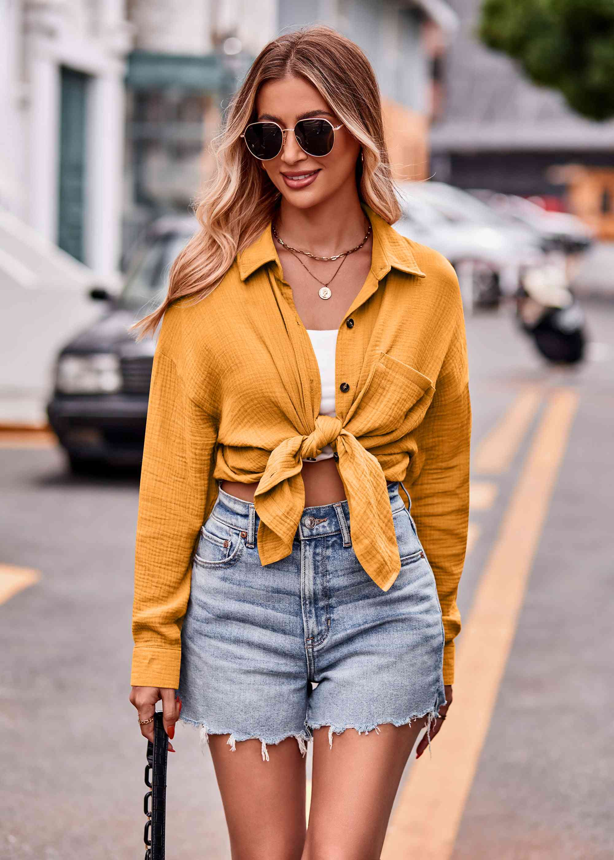 Buy Textured Dropped Shoulder Longline Shirt by AYL