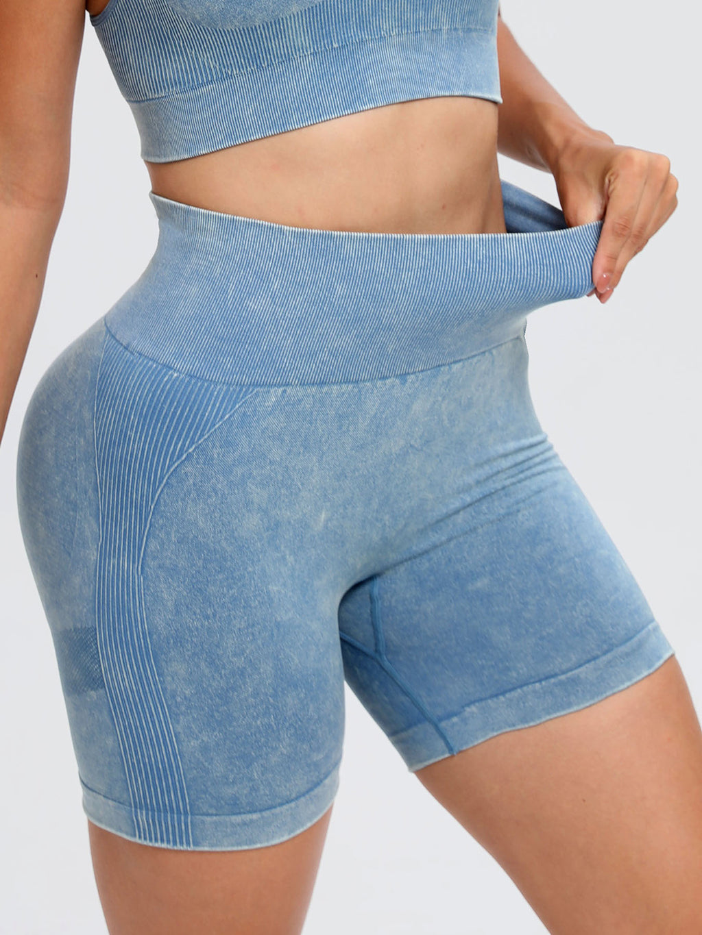 Buy Washed High Waist Active Shorts by Faz