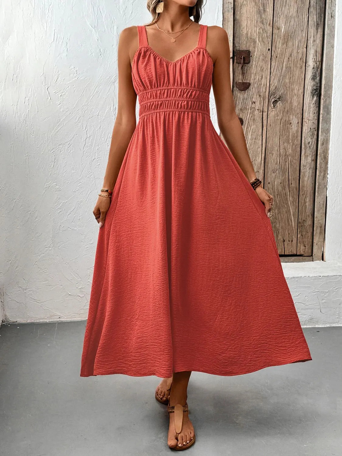 Buy V-Neck Wide Strap Midi Cami Dress by Faz