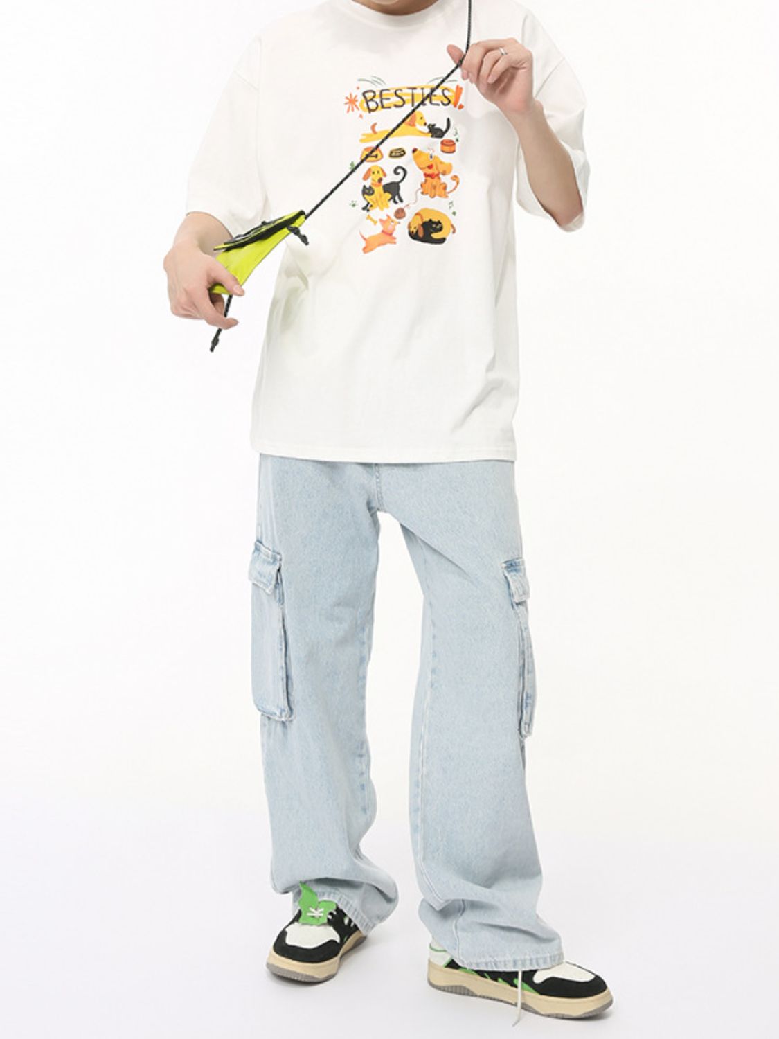 Buy Men's Washed Straight Cargo Jeans by Faz