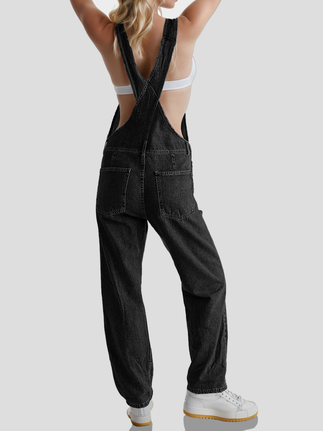 Buy Square Neck Wide Strap Denim Overalls by Faz