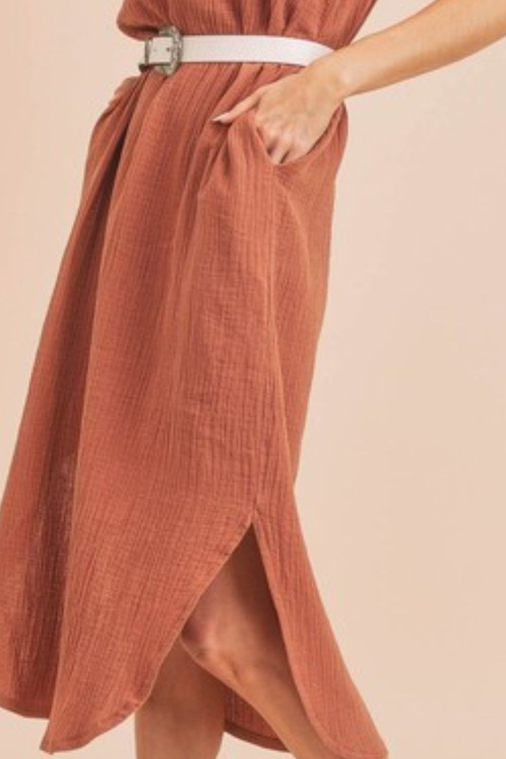 Buy Round Neck Midi Tank Dress with Pockets by Faz