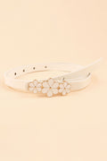 Buy Flower Decor Skinny PU Belt by Faz