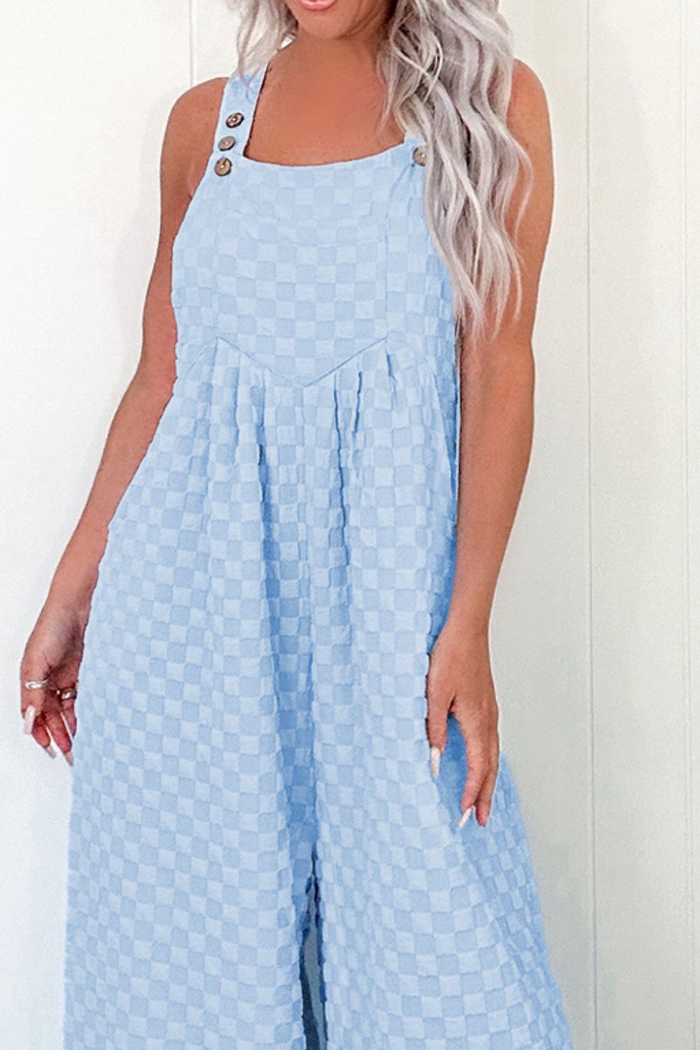 Buy Checkered Pocketed Wide Leg Overalls by Faz