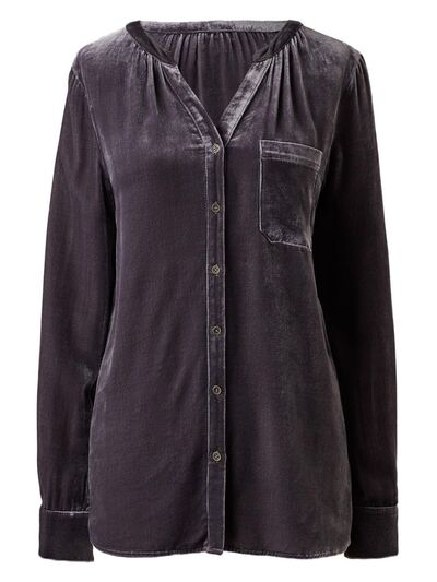 Buy Notched Button Down Long Sleeve Shirt by Faz