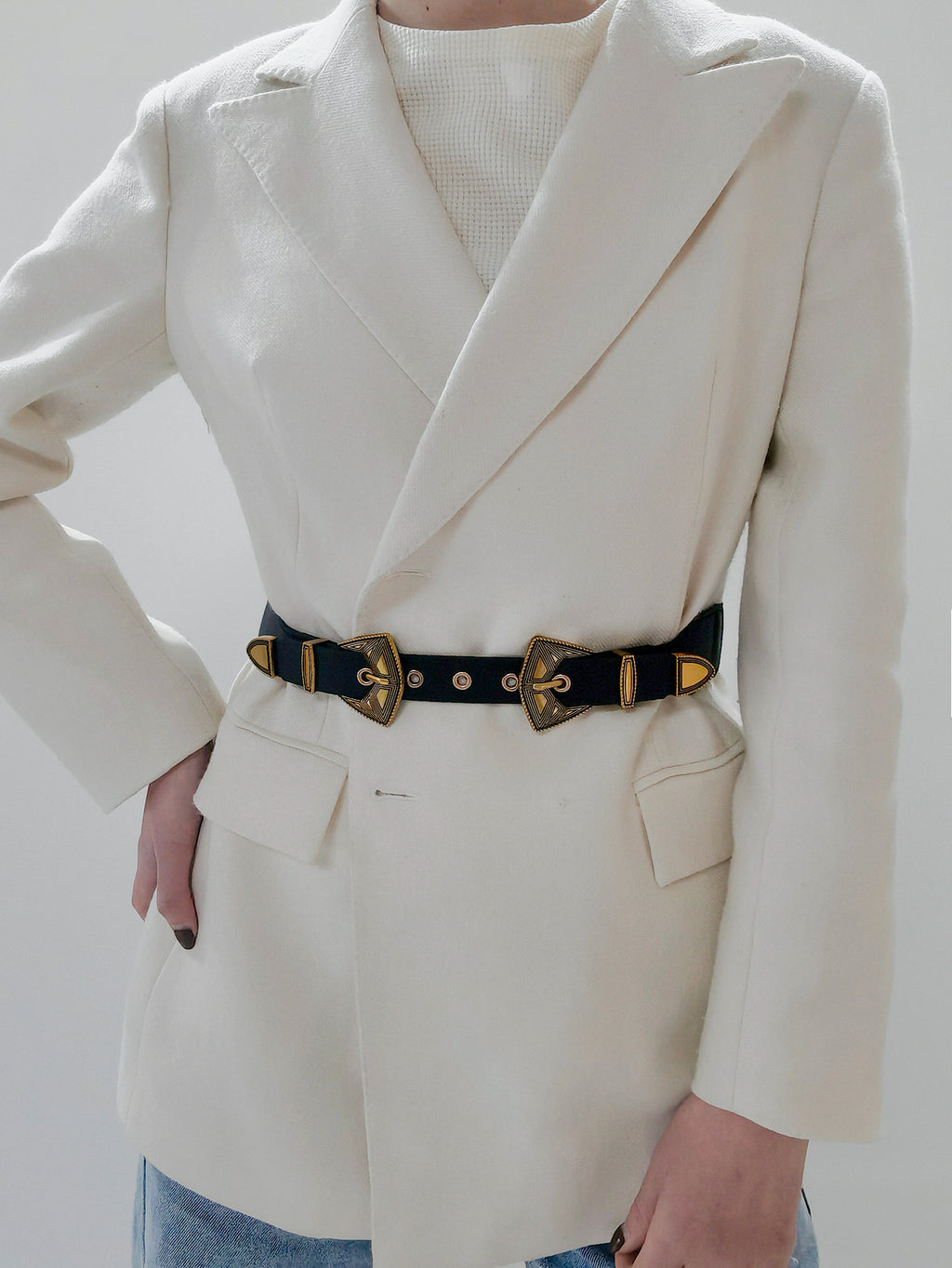 Buy Double Buckle PU Leather Belt by Faz
