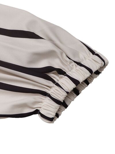 Buy Striped Collared Neck Long Sleeve Shirt by Perfee