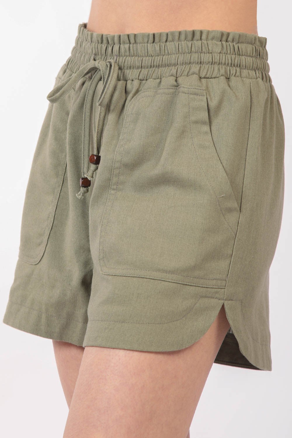 Buy Drawstring Elastic Waist Linen Shorts by Faz