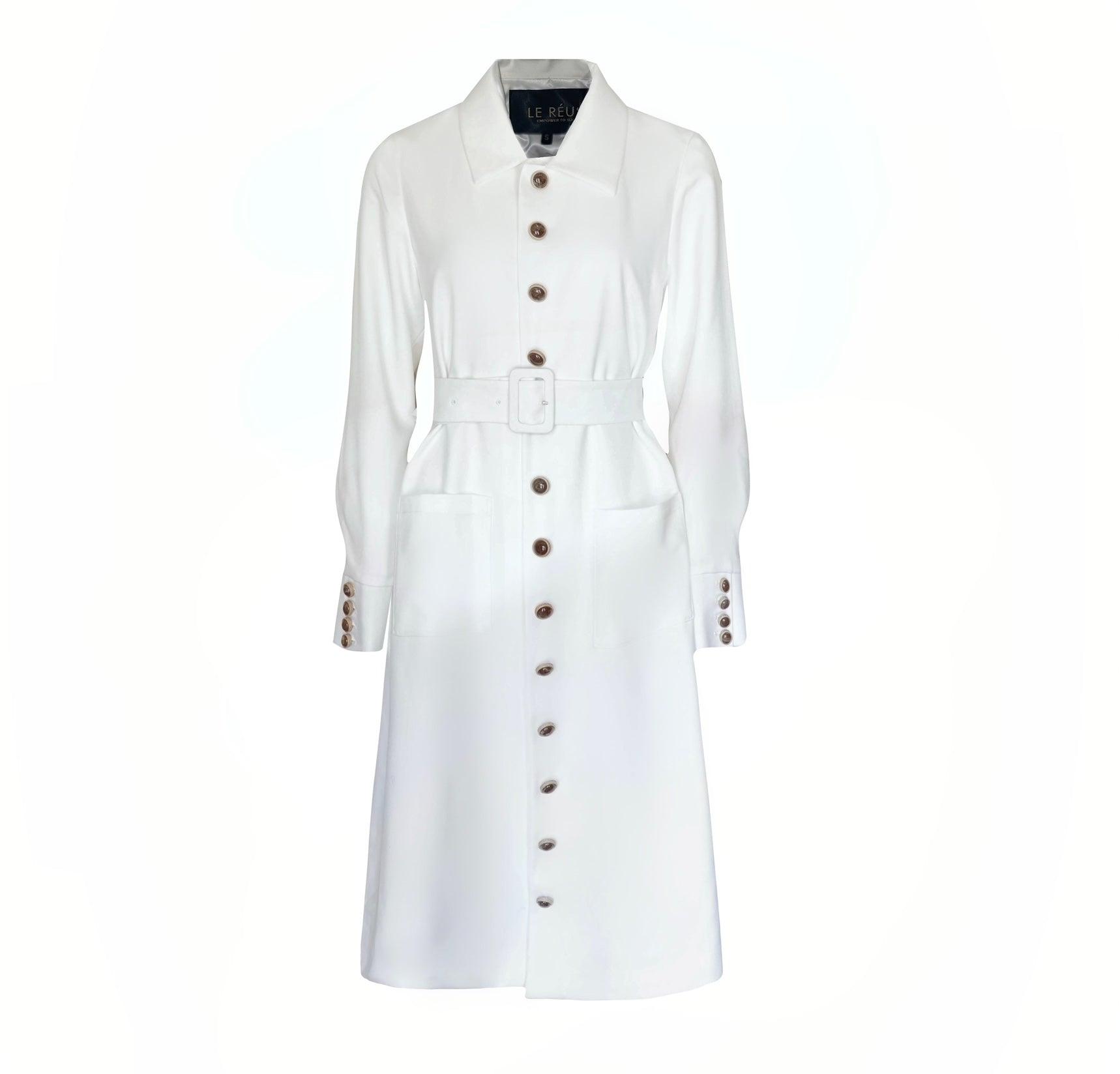 Buy Monique White Coat – Women’s Elegant Long Coat by Le Réussi®