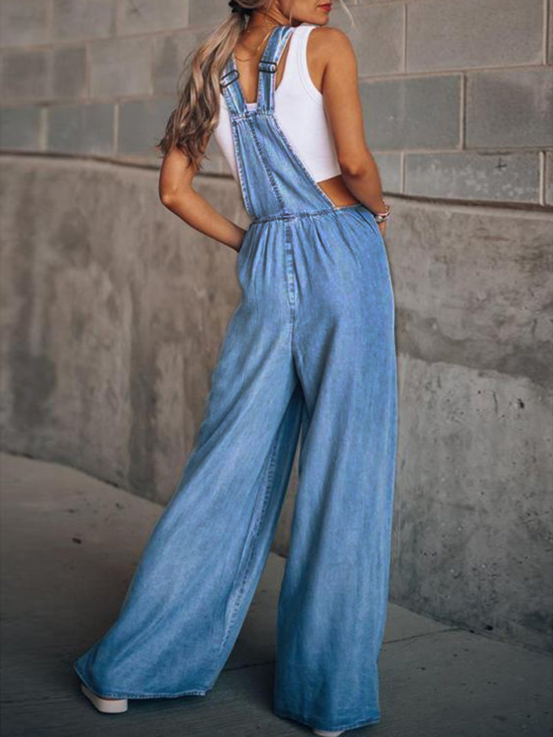 Buy Wide Leg Denim Overalls by Faz
