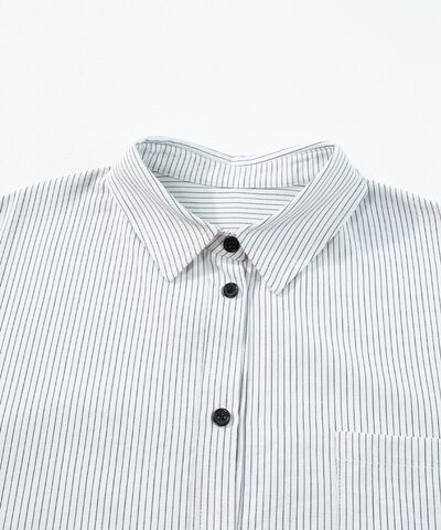 Buy Striped Collared Neck Long Sleeve Shirt by SYNZ