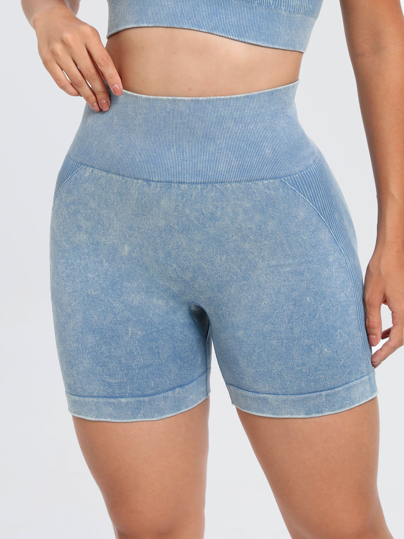 Buy Washed High Waist Active Shorts by Faz