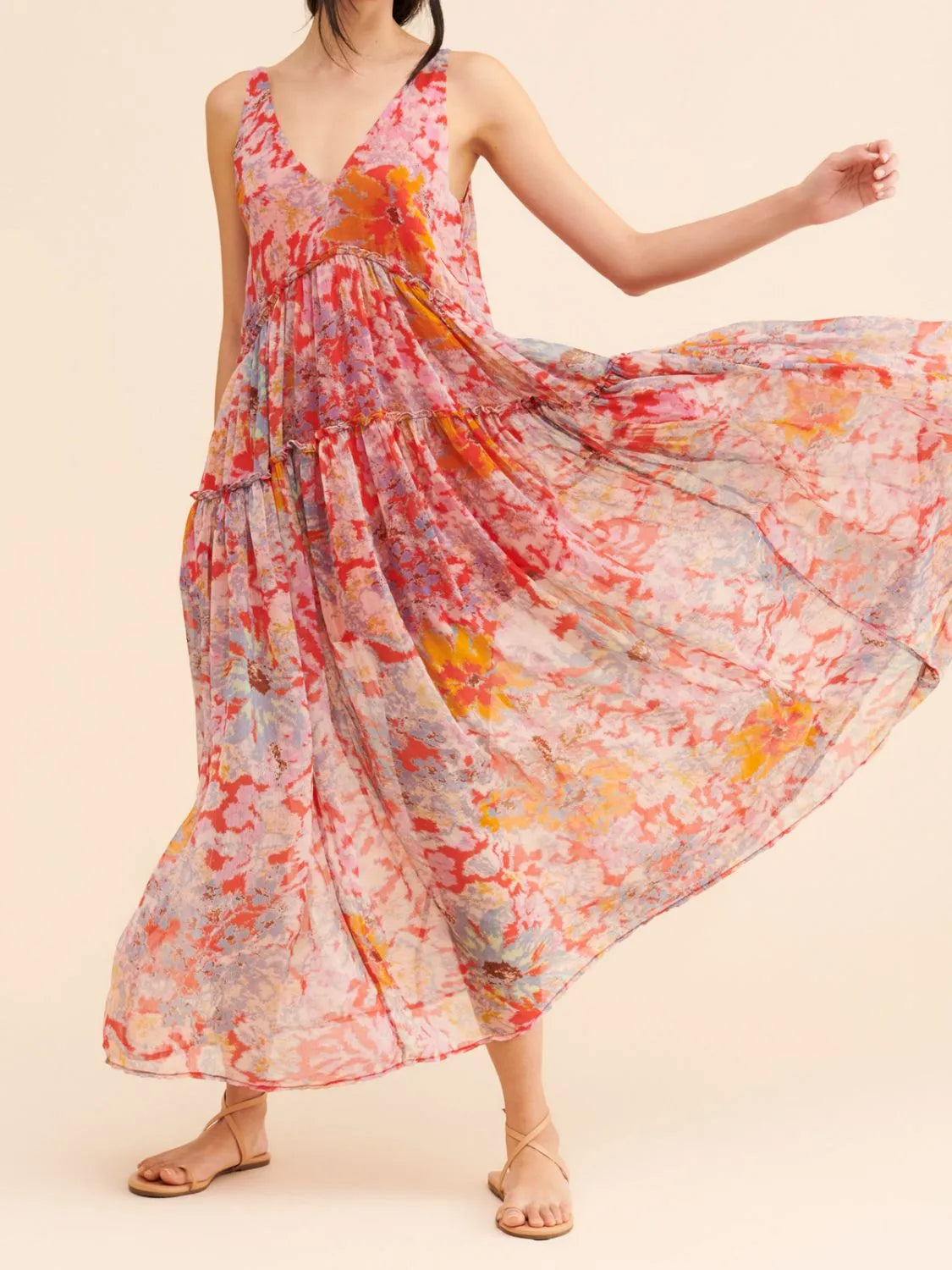 Buy Printed V-Neck Sleeveless Dress by Faz