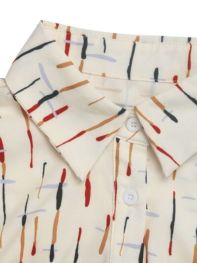 Buy Printed Collared Neck Short Sleeve Shirt by Perfee