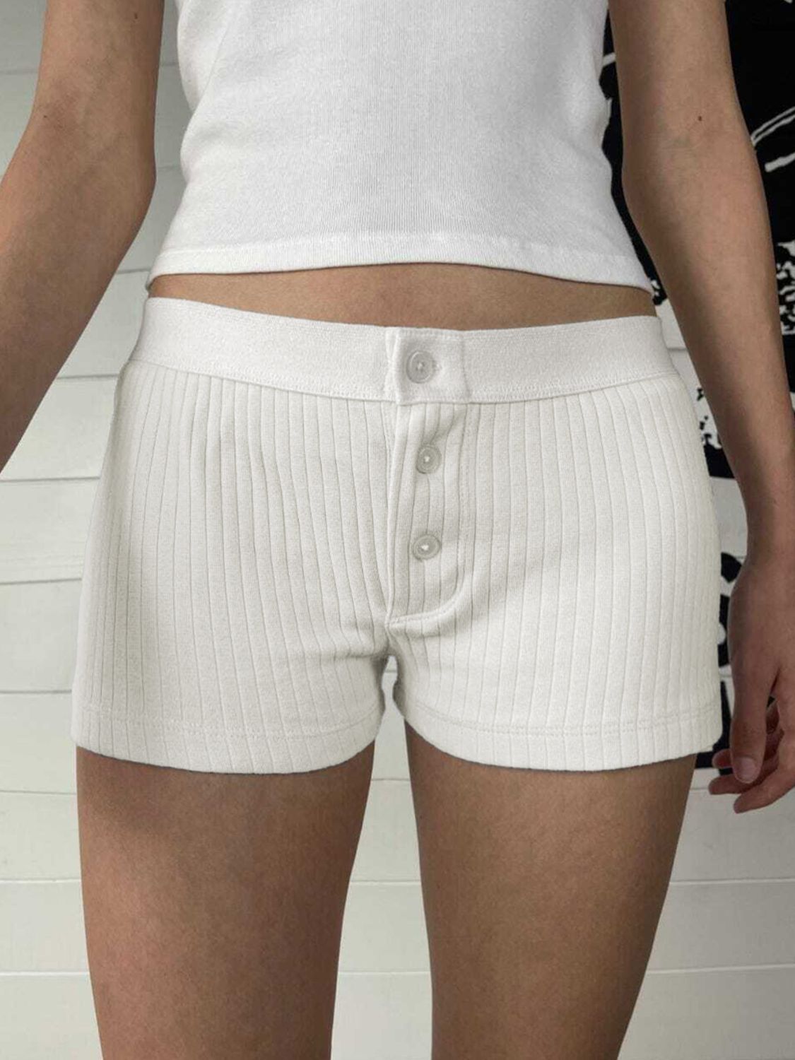 Buy Button Detail Shorts by Faz
