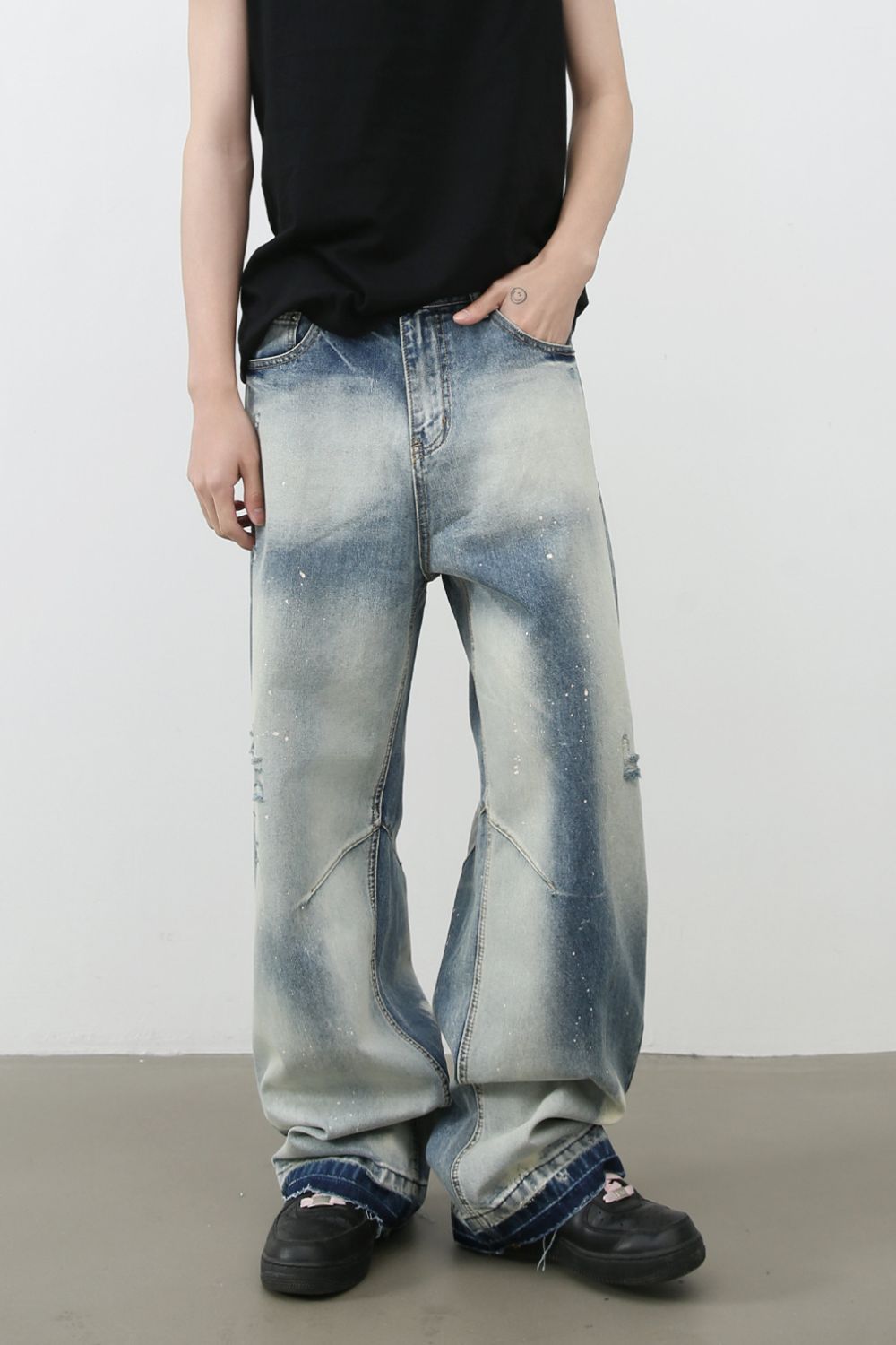Buy Men's Distressed Wide Leg Jeans by Faz