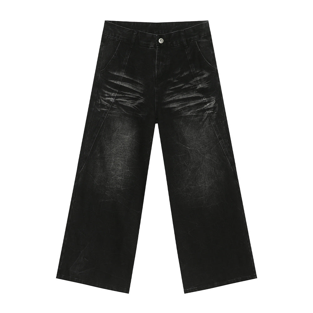 Buy Washed Cat Whiskered Wide Leg Jeans by Faz