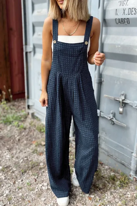 Buy Plaid Wide Strap Wide Leg Overalls by Faz