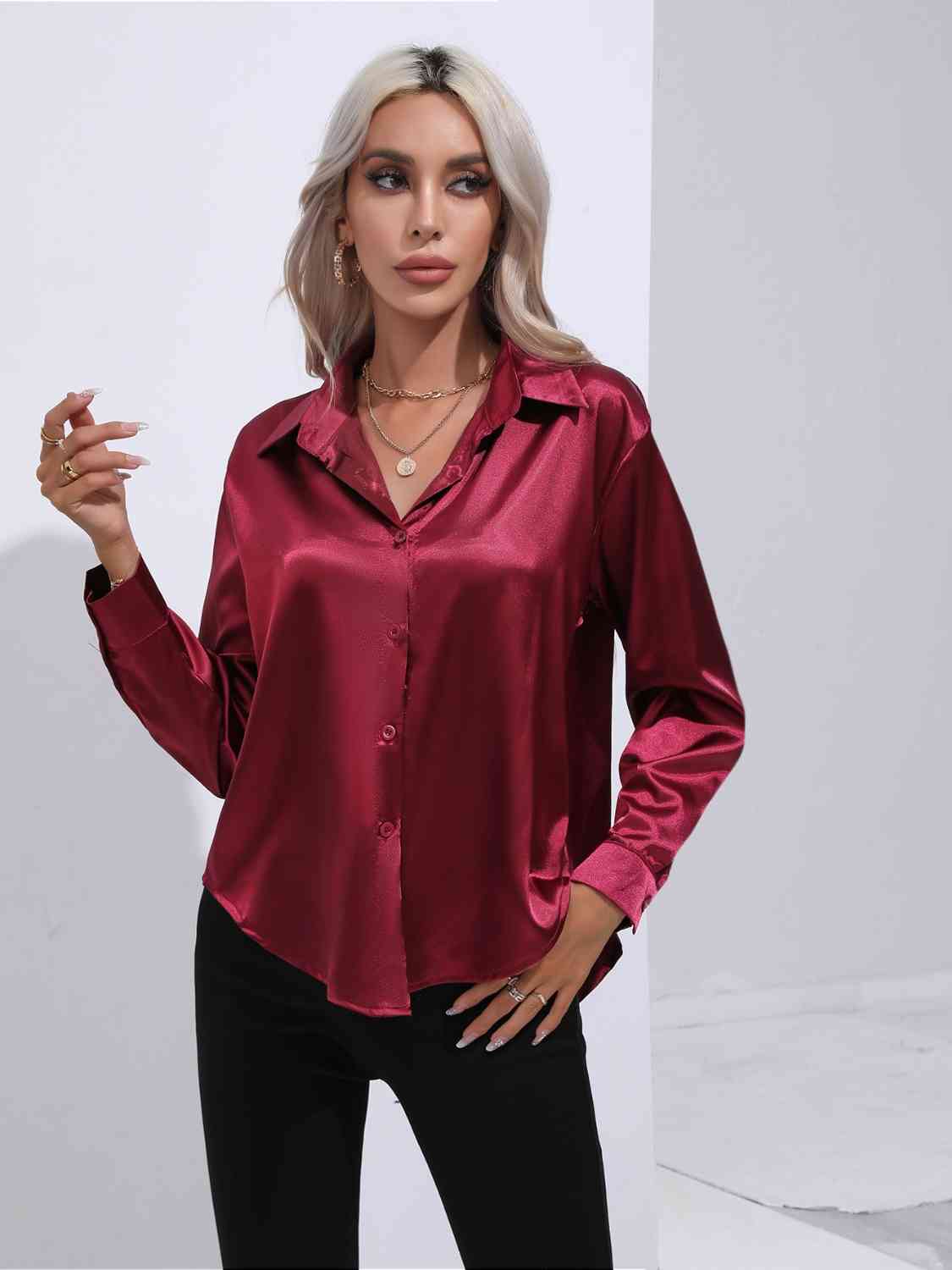 Buy Collared Neck Buttoned Long Sleeve Shirt by B&S